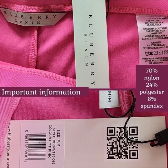 NWT M HOT PINK CAPRI ATHLEISURE SLIM LEGGINGS ~ BLUBERRY DENIM - Picture 7 of 10